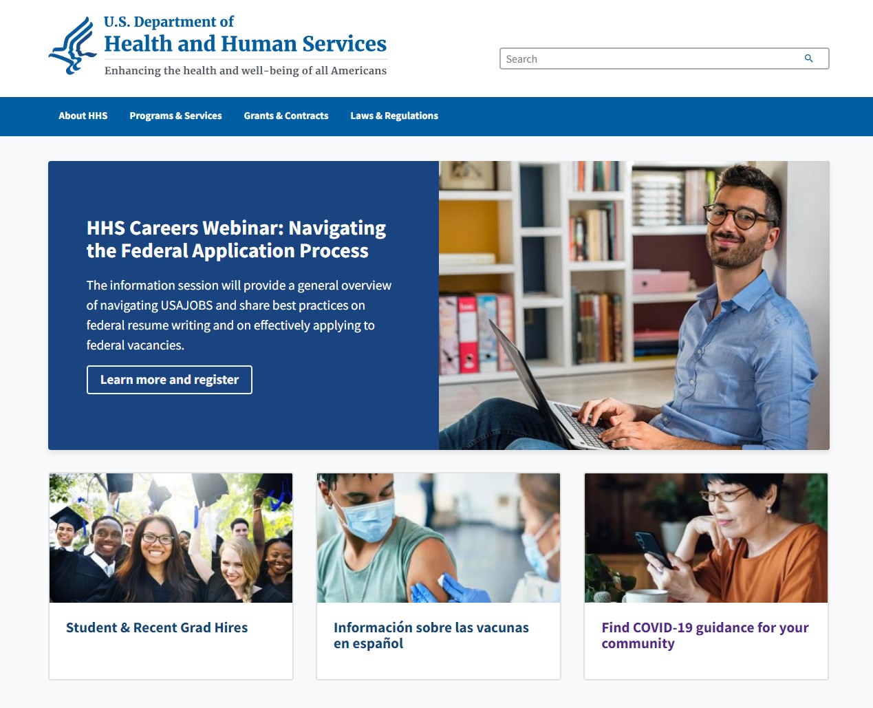 Homepage of HHS.gov